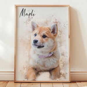 Benutzerdefinierte Aquarell Haustier Porträt | Personalisierte Haustier-Illustration vom Foto | Hund, Katze oder Tier Kunstdruck
