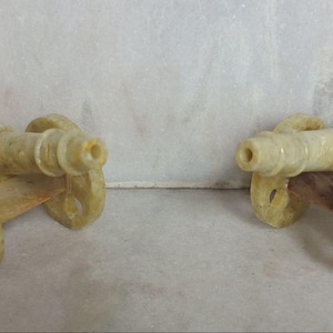 Hand-Carved Soapstone Mini Cannon Set - Rustic Military Decor, Historical Artillery Figuring, Veteran Gift For History Buffs
