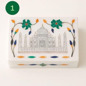 Marble Jewelry Box Taj Mahal Inlay, Luxury Jewelry Box, Handmade Gift Box, Elegant Jewelry Box, Marble Decor Gift For Her