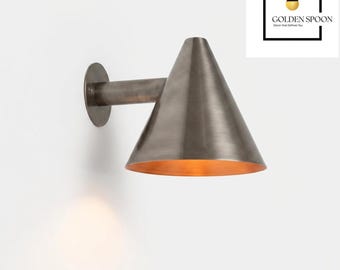 Handcrafted Brass Cone Wall Sconce, Mid Century Modern Italian Stilnovo Lamp