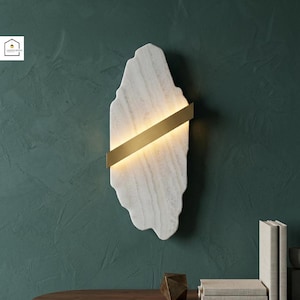 Luxury Alabaster Marble Wall Lamp, Modern Bedroom Wall Light, Bedside Sconce, Bathroom Vanity Wall Sconce, Handcrafted Chic Lamp