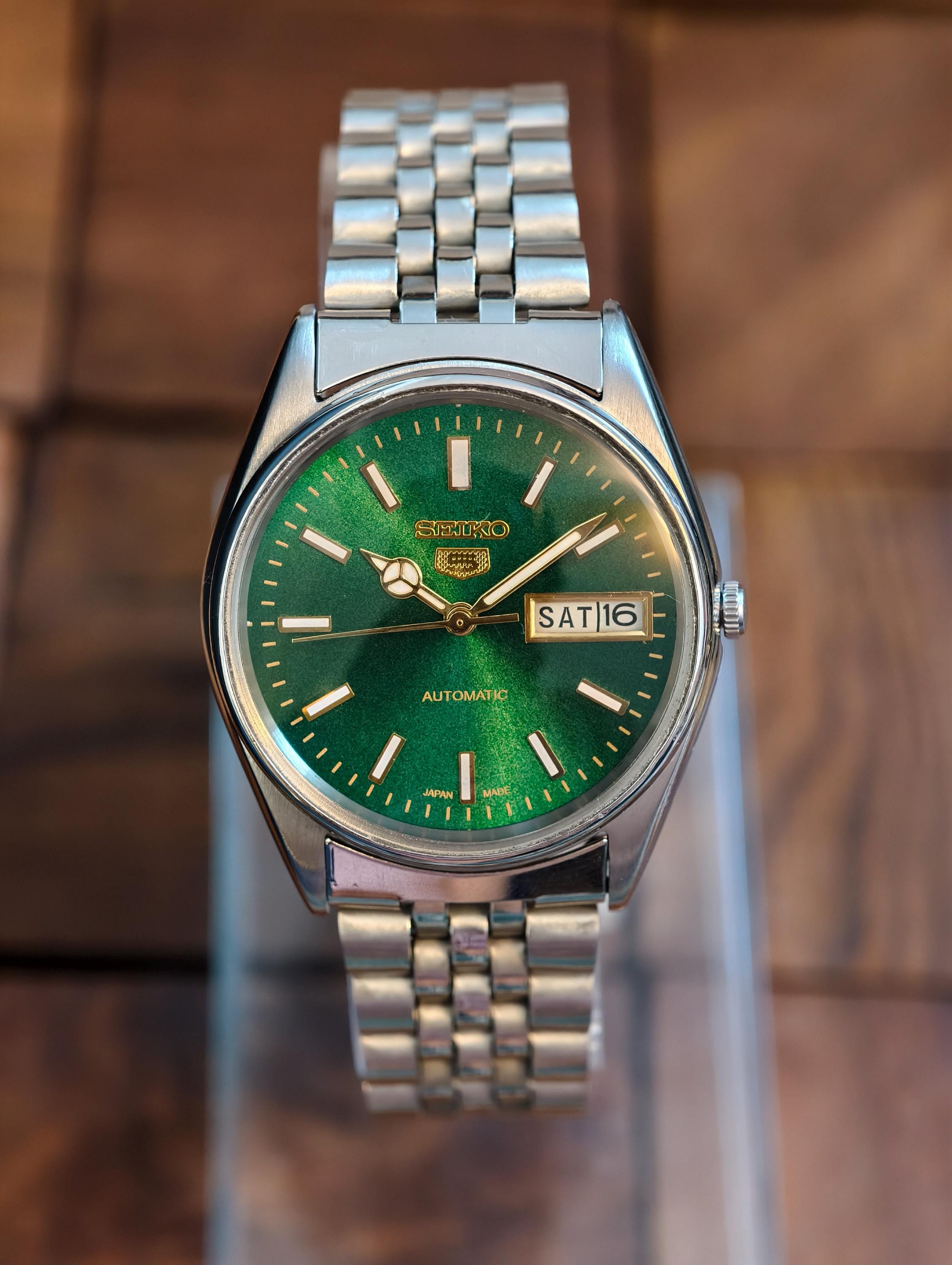 【整備済み】美品 セイコー5 ビンテージ ブラック文字盤 SEIKO5 自動巻き 美品・精度良好】SEIKO セイコー5 デラックスビンテージ自動巻き