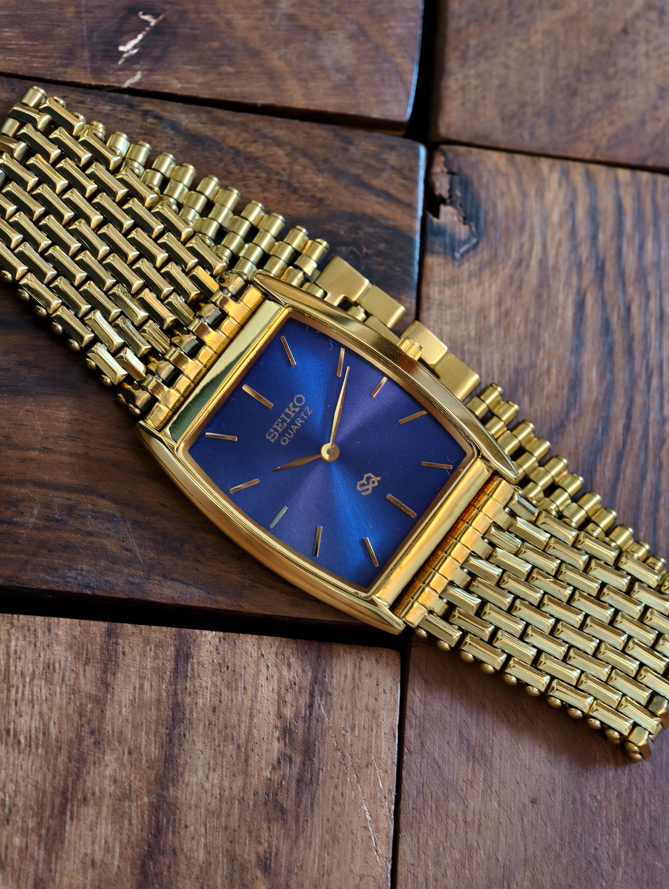 Rare Seiko Gold Quartz Watch w stunning blue face Vintage Seiko Blue Face - Etsy main image 3