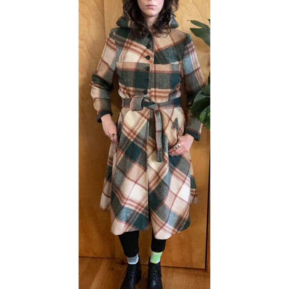1960s Hooded Plaid Jacket