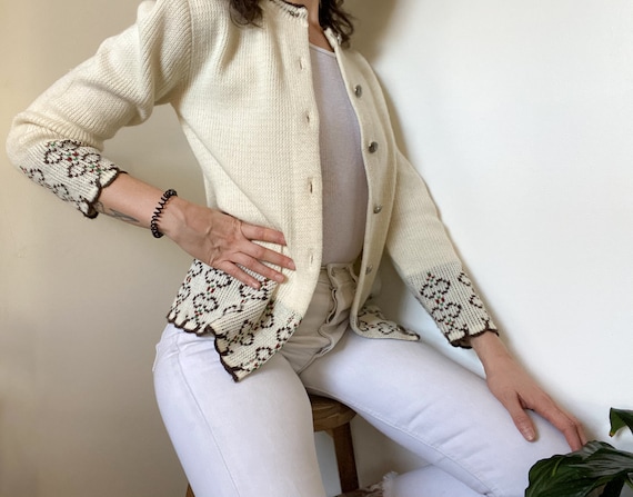 1950's Cream Cardigan, by Marvin USA - image 2