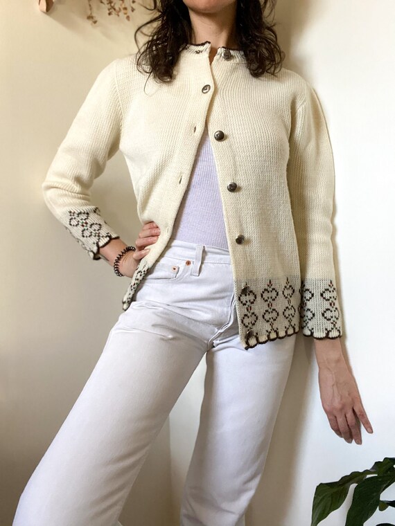 1950's Cream Cardigan, by Marvin USA - image 1