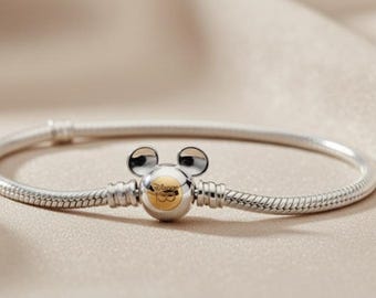 Pandora 925 Sterling Silver  Mickey Mouse Charm Bracelet – Snake Chain
