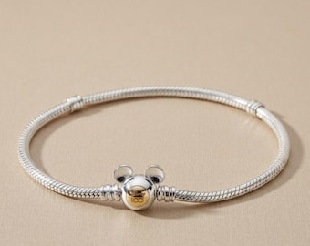 Pandora 925 Sterling Silver Mickey Mouse Charm Bracelet – Snake Chain