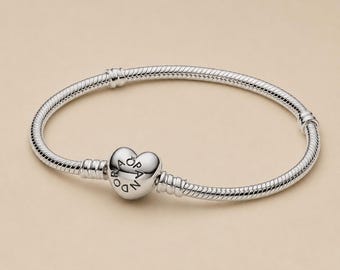 Pandora Sterling Silver 925 Bracelet – Heart Clasp – Includes Pandora Black Pouch