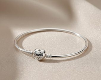 Pandora Sterling Silver 925 Bracelet, Snake Chain Charm Bracelet with Heart Clasp, Includes Pandora Black Pouch, Women Jewelry Gift