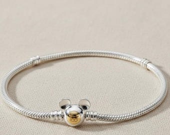 Pandora Charm-Armband aus 925er Sterlingsilber mit Mickey-Mouse-Verschluss | Disney-Armband – das perfekte Geschenk für Sie