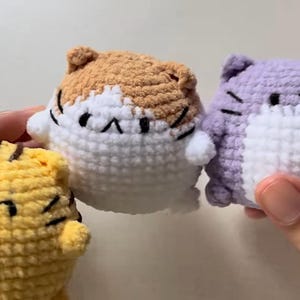 No-Sew Chubby Cat Crochet Pattern | 3-in-1 Amigurumi Cat Tutorial PDF | Squishy Chenille Yarn Plushie Pattern