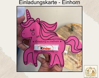 Unicornio como tarjeta de invitación de cumpleaños infantil, plantilla A4 para imprimir en PDF | Invitación infantil | Plantilla de manualidad para invitación de cumpleaños de unicornio