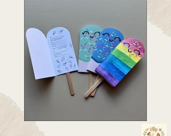 Ice cream as an invitation card for a children's birthday party, A4 PDF printable template | Children's invitation | Craft template for summer ice cream birthday invitations