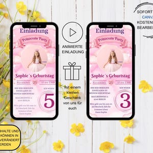 Digitale Geburtstags Party Einladung - für Kinder Mädchen / Jungen - WhatsApp Geburtstagseinladung - Geburtstagseinladung Prinzessin