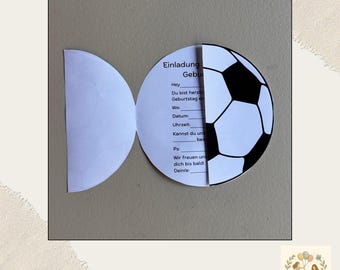 Football-themed birthday invitation card (A4 PDF printable template) | Children's invitation | Football-themed birthday invitation craft template