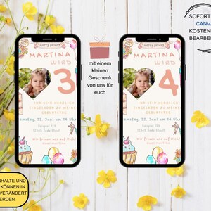 Digitale Geburtstags Party Einladung - für Kinder Mädchen / Jungen - WhatsApp Geburtstagseinladung - Geburtstagseinladung Kuchen