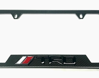 Carbon Fiber Look 3D TRD License Plate Frame Cover