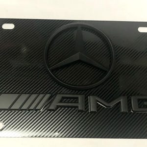 3D Black AMG  License Plate Tag For Mercedes Benz Stainless Steel