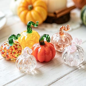 Mini Handblown Glass Pumpkin, Halloween Autumn Decor Pumpkin, Glass Fall Table Decor, Fall & Holiday Gift Decor, Unique Halloween Gift