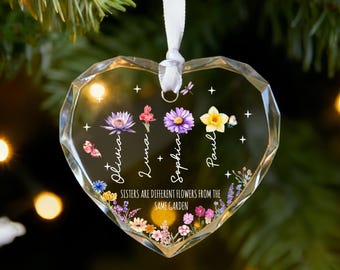 Systerskap julgransprydnad, personlig julklapp till bästa vän, själssyster glasminnessak, kollega, stamvänskapsprydnad