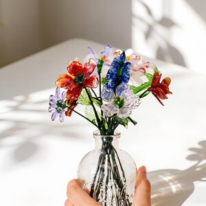 Personalized Glass Birth Flower, Hand Blown Birth Flower Bouquet, Handcrafted Birthday Gift for Mom, Grandma, Mothers Day Gift, Gift for Her image 7