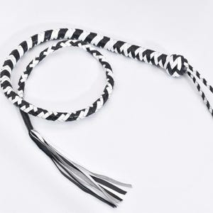 Handmade Genuine CowHide Real Leather Bullwhip White and Black whip for Horse Riding Best Gift for Him Father Gift