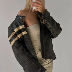 Women boxy black original leather jacket, Sheepskin Material Overcoat, YKK ZIPPER, Ladies Bomber Jacket, Natural Soft SKIN, Gift for girls