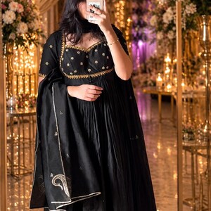 black sequin dress pakistani Black Sequins Embroidered Georgette Pakistani Suit