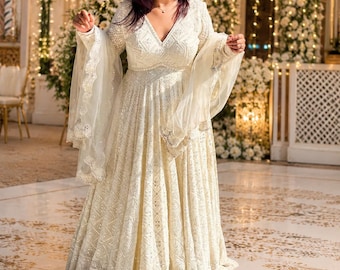 Designer Anarkali Gown for Women Heavy Embroidered Pakistani Suit Bridal Shower Wedding Anarkali gown suit salwar suit Outfit with Dupatta