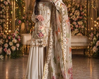 shalwar kameez Suit for Women Sharara Suit for Women with Heavy Embroidery | Pakistani Wedding Outfit with Dupatta salwar kameez readymade