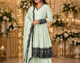Pakistani Salwar Kameez Set for Women | Designer Anarkali Palazzo Suit with Dupatta Cotton salwar kameez suit salwar Anarkali palazzo salwar