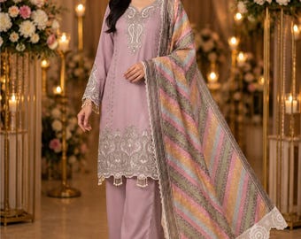 Pakistani Salwar Kameez for Women | Embroidered Suit Wedding Dress | Indian Party Wear Outfit | Eid Dress with Dupatta Suit kurti salwar set