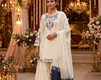 salwar kameez set Embroidered Pakistani Salwar Kameez Set for Women | Palazzo Suit with Dupatta | Indian Ethnic Wear | Wedding Party Outfit