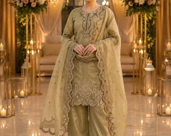 Salwar suit kameez Pakistani Salwar Kameez for Women | Embroidered Palazzo Suit | Wedding Dress | Eid Outfit | Party Wear ready to wear suit