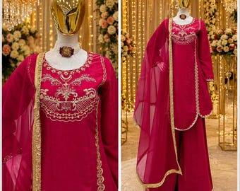 Suit salwar women Pakistani Silk Suit for Women | Embroidered Kurta Set Wedding Party Wear Salwar Kameez Kurta suit sets for shalwar kameez