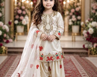 Kids salwar Pakistani Salwar Kameez | Girls Eid Outfit | Embroidered kids dress Suit | Wedding Party Wear Dress | Kids Wear kids suit set
