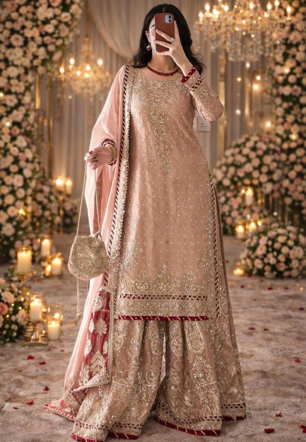 slim fit dress slacks Gold Pakistani Maxi Dress | Imrozia Serene Mehram Brides '23 | SB-16