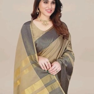 Indische Baumwollseide Saree schwarze Banarasi Seide mit reiner Baumwollseide Party tragen traditionelle neue Sari neue traditionelle Sari indische Sari
