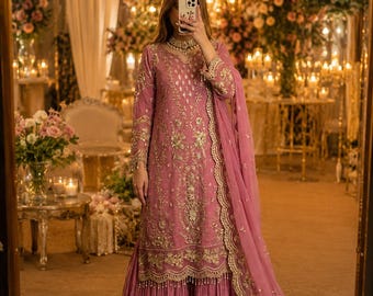 Anarkali dress women Embroidered Pakistani Salwar Kameez with Palazzo Pants & Dupatta for Wedding Wear Anarkali suit salwar gown suit sets