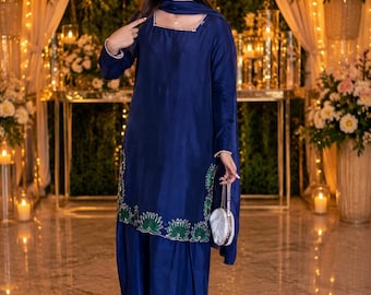 Farshi Salwar Suit for Women – Pakistani Designer Wedding Outfit, Eid Dress, Embroidered Salwar Kameez with Dupatta Cotton salwar kameez
