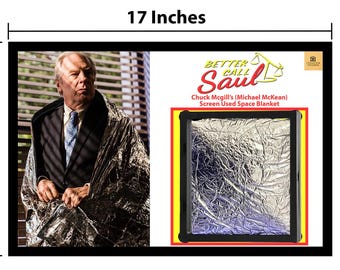 Better Call Saul Prop Chucks (Michael McKean) Screen Used Space Blanket Display & Framed Electronics Sign with Propstore COA, Saul Goodman