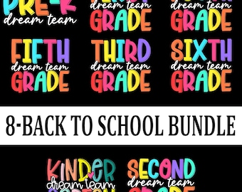 Retro Back to School PNG, Pre-K to 5th Grade Teacher Clipart, Dream Team Kids Digital Download for Sublimation, Back to School Design