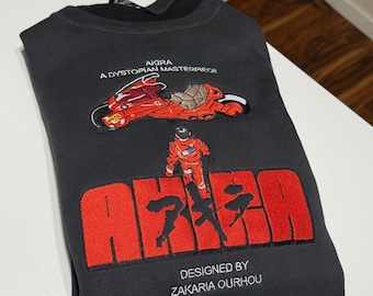 Akira Embroidered Dystopian Masterpiece Tribute Sweatshirt | Iconic Red Motorcycle Anime Fan Art