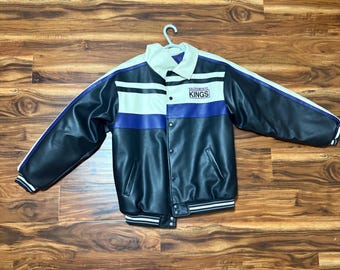 Vintage Sacramento Kings Pro Player Varsity Jacket |  Faux Leather Bomber
