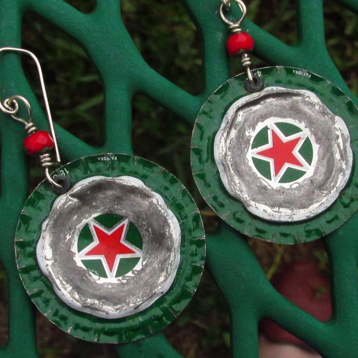 Star of the Show Recycled Beer Cap Earrings Etsy