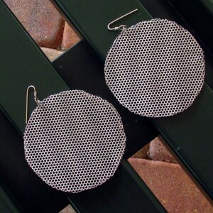 Round Steel Mesh Statement Earrings