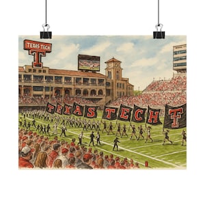 DIGITAL DOWNLOAD Texas Tech Stadium Wall Art, Matte Horizontal Posters for Home Decor, Gift for Students, Texas Tech Art Print