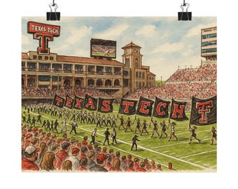 DIGITAL DOWNLOAD Texas Tech Stadium Wall Art, Matte Horizontal Posters for Home Decor, Gift for Students, Texas Tech Art Print