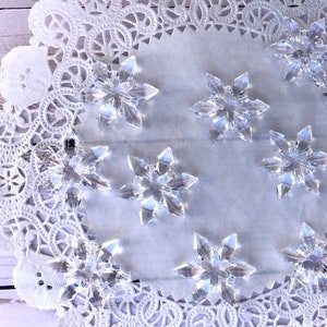 Clear Snowflake embellishments Christmas Charms  mini ornament small little tiny miniature Crystal table scatter 10  w2 hl